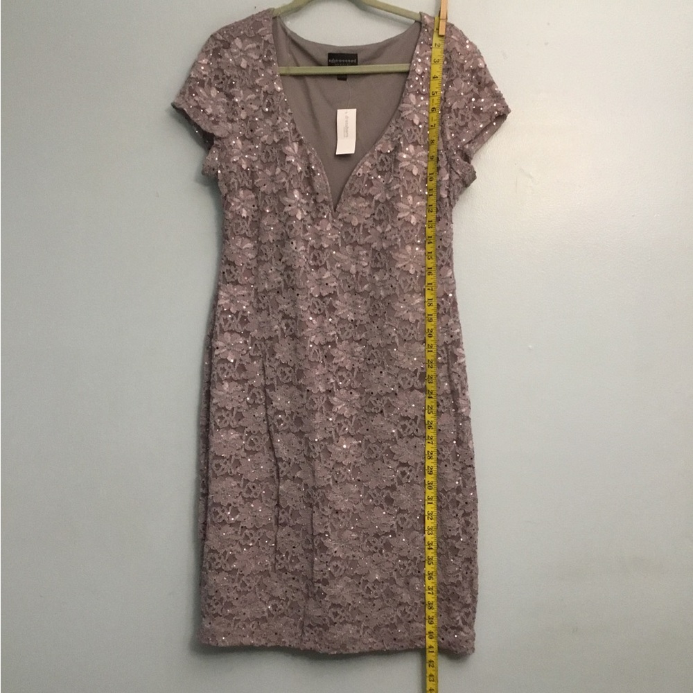 Connected Apparel Lace Midi Dress in Brown
